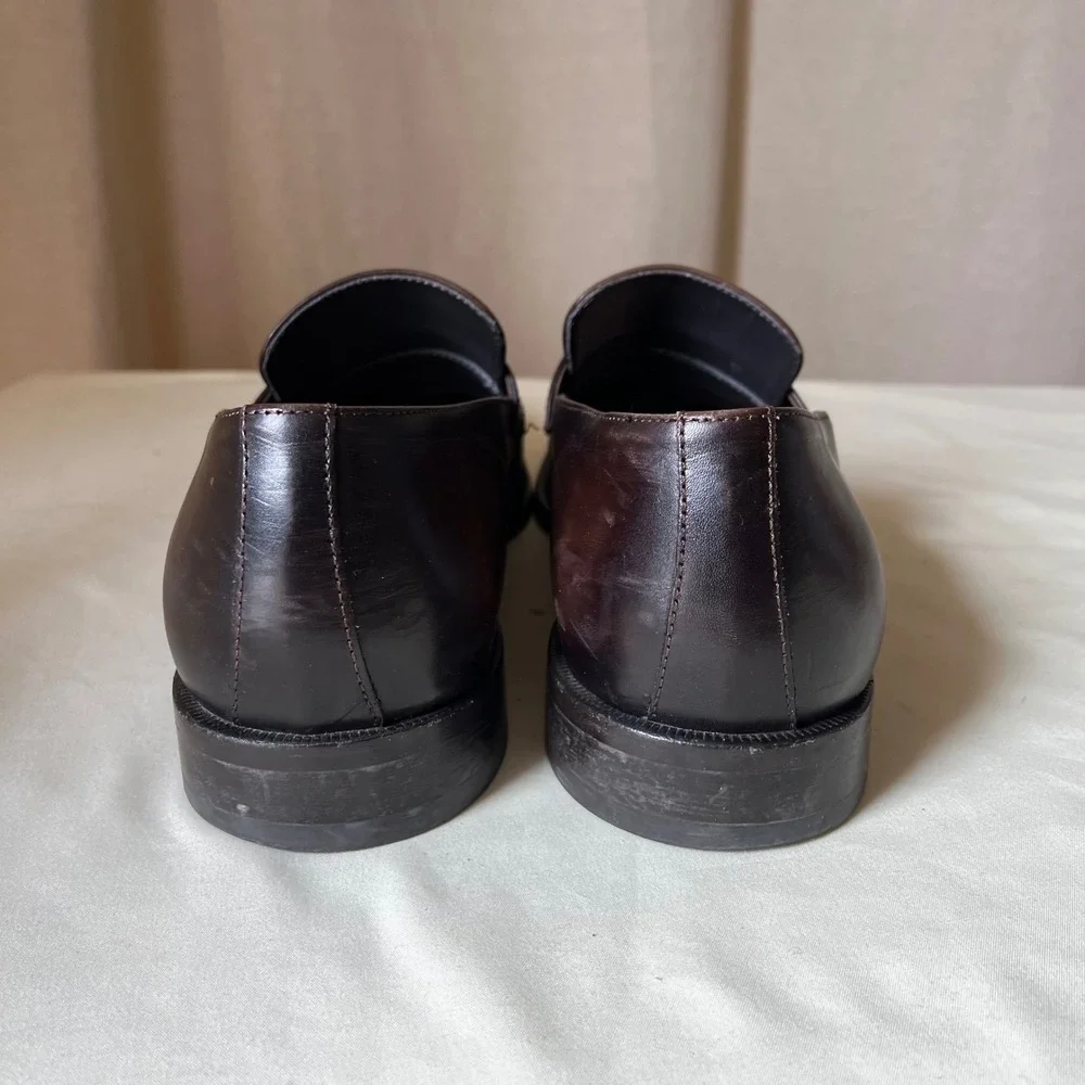 To Boot New York Penny Loafers Brown Burnished Leather Italy 10.5 D